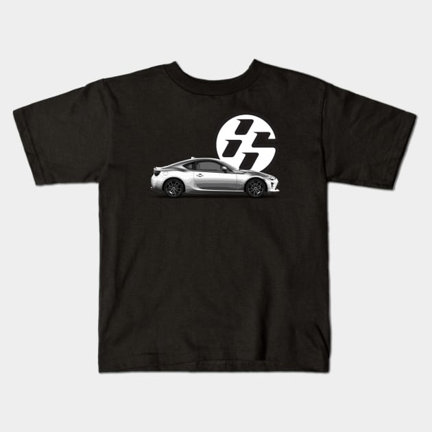 GT86 Body White on Black Kids T-Shirt by CharlieCreator